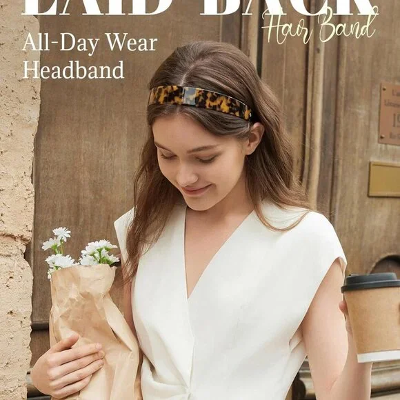 Wide Acetate Headband Women Tortoise No Slip Comfortable Hair Accessory - Picture 7 of 9